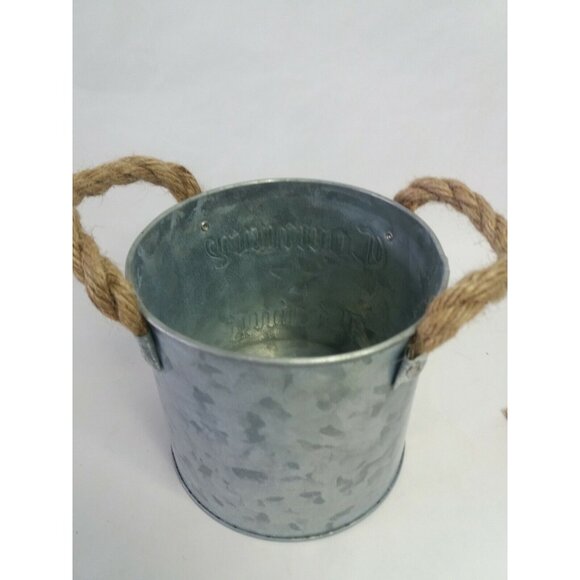 Country Living Primitive Tin Bucket Embossed Star Planter Distressed Decorative - Picture 6 of 8